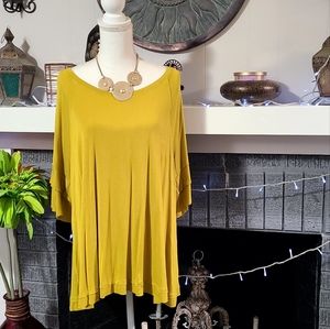 Mustard Yellow Soft Loose Flowing Shirt 3/4 Sleeves